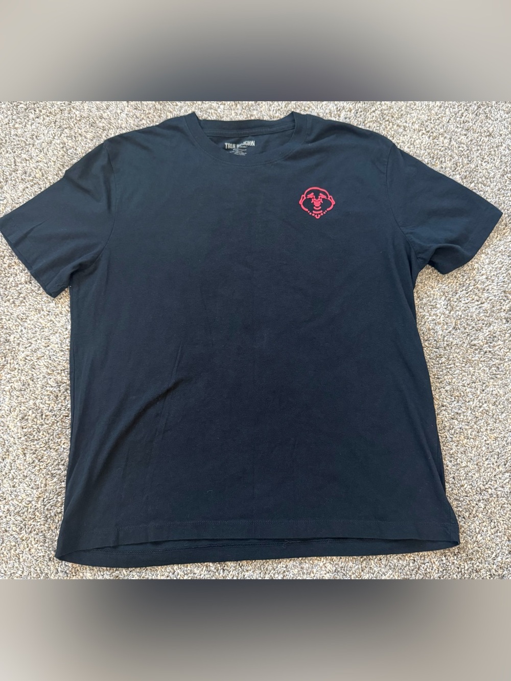 True Religion Black Red Buddha Logo Graphic Crewneck T-Shirt Size 2XL